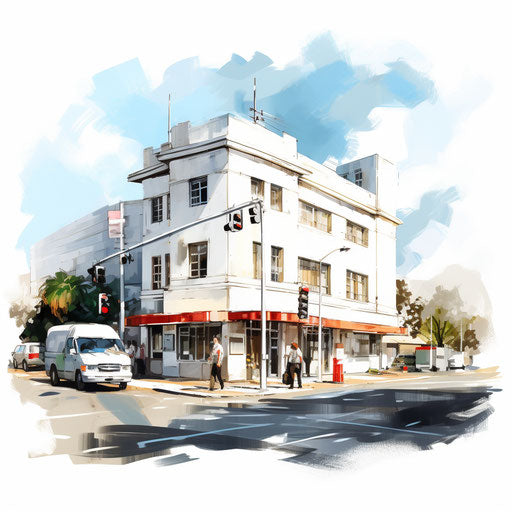 Clinic clipart in the style of Oil painting, on a white background