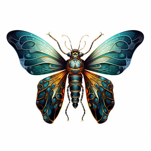 Insect clipart in the style of Chiaroscuro Art, on white background