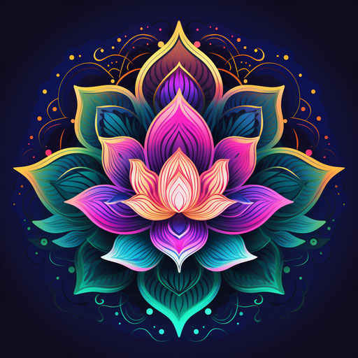 Beautiful colored lotus flower icon, emily balivet style