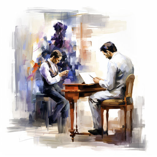 Evaluation clipart in the style of Oil painting, on a white background