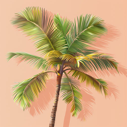 Realistic palm clipart on pastel peach background