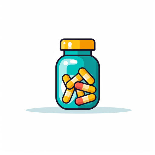 Minimalist medication clipart on white background