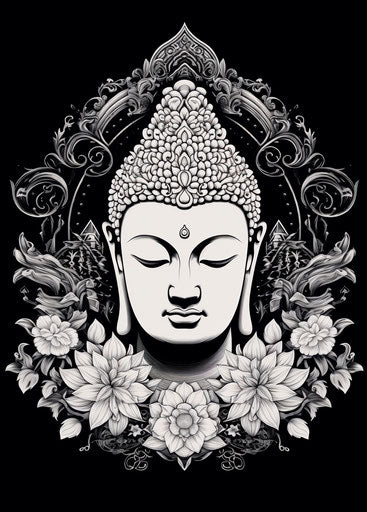 Traditional Buddha tattoo design with colorful background