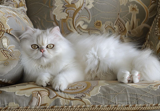 Breeding of persian cats for sale, white and silver style