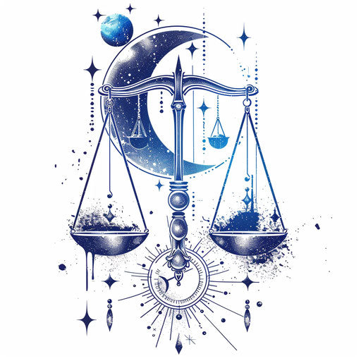 Harmonious Libra constellation in flat tattoo style