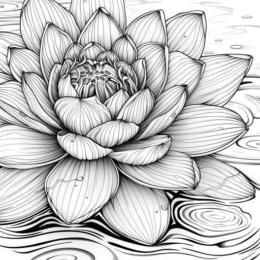 Lotus flower with detailed petals in water