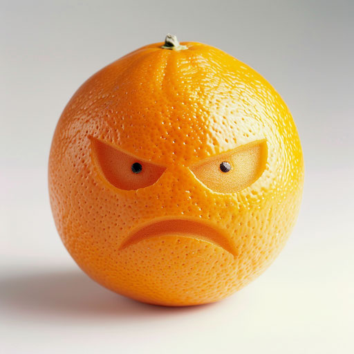 Exaggerated nobility in orange on white background