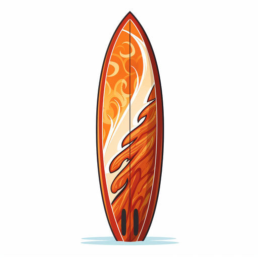 Minimalist surfboard clipart on white background