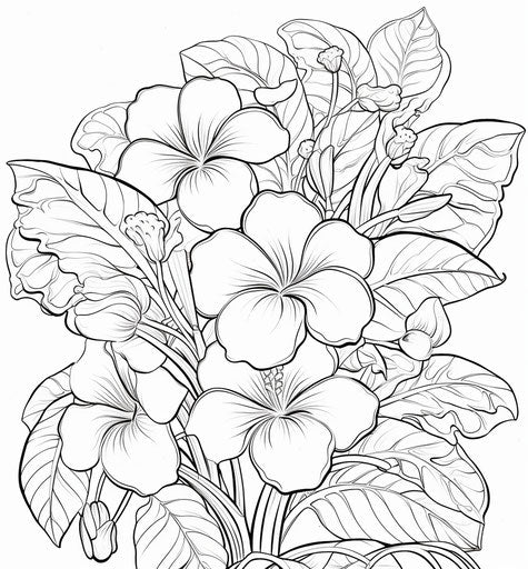 Flowers coloring book in Balinese art style