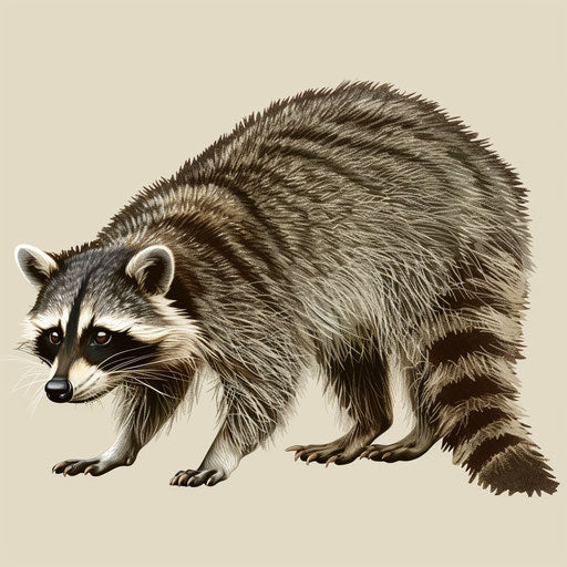 Raccoon clipart in photo realistic quality on flat beige background