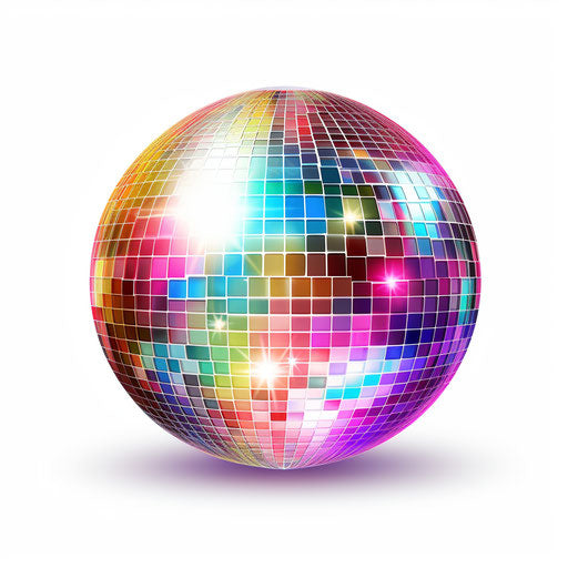 Disco ball illustration in the style of Chiaroscuro Art, on white background