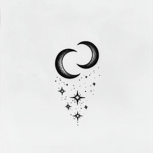 Toe tattoos with tiny crescent moons and stars