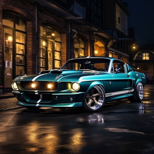 Vintage Seafoam Blue Sports Car