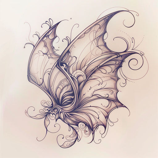Elegant tattoo sketch of a Batok design with delicate curves and soft gradients