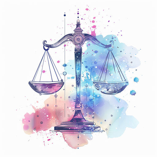 Tranquil Libra constellation tattoo sketch with watercolors