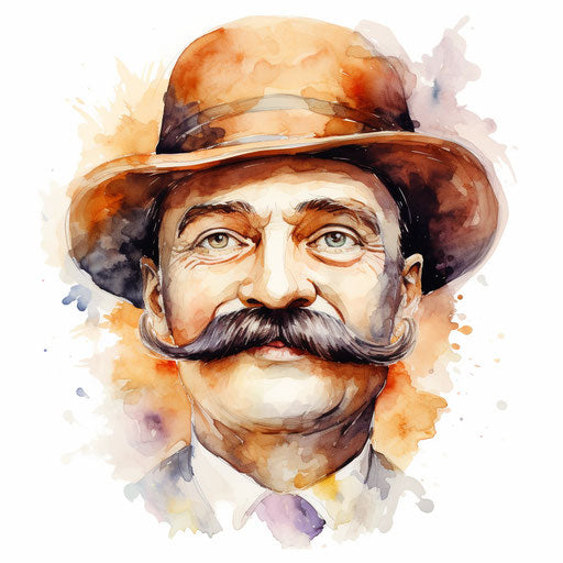 Mustache clipart in the style of Oil painting, on a white background