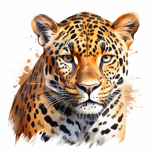 Jaguar clipart in the style of Oil painting, on a white background