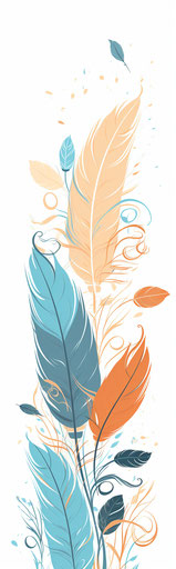 Feather in the sky with birds, coloring page