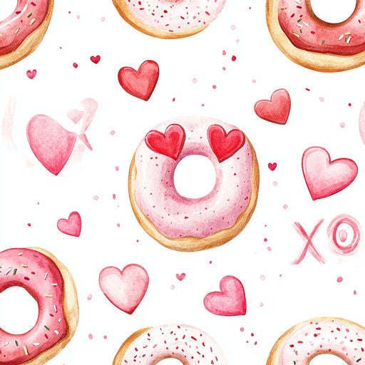 Delicious Valentine's Day doughnuts on white background