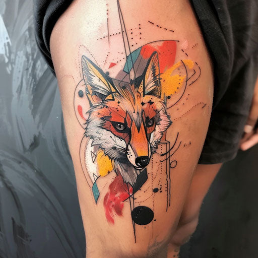 Watercolor tattoo of a wild animal with abstract shapes