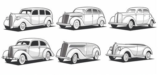 Drawing car coloring for kids, gritty Hollywood glamour style