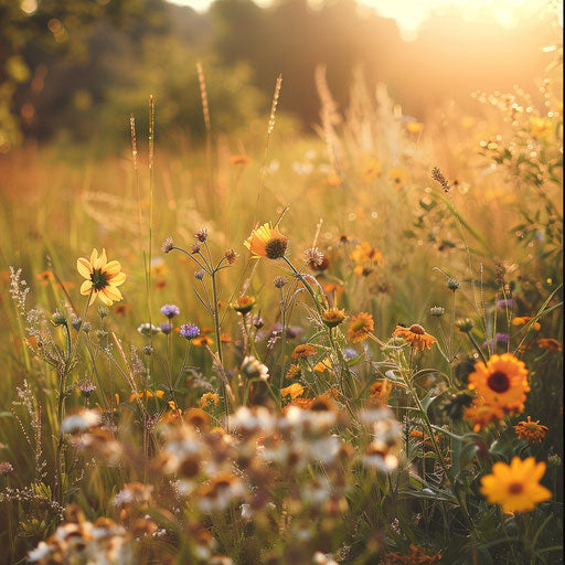 Field of wildflowers in the gentle breeze