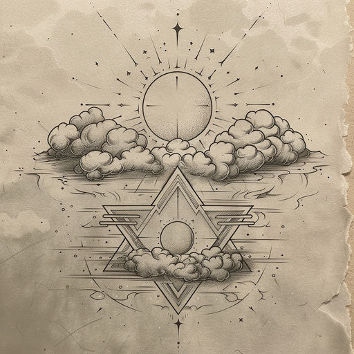 Peaceful flat tattoo sketch of a sigil for tranquility