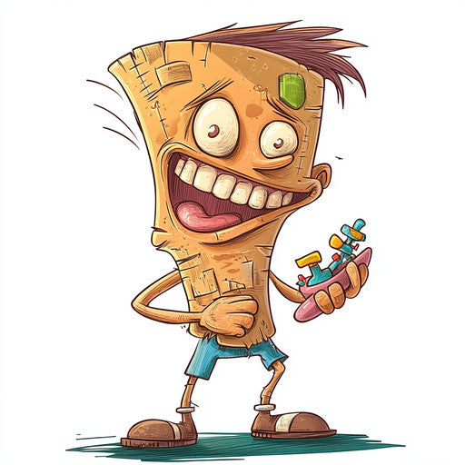 Humorous caricature of a band aid with exaggerated human characteristics