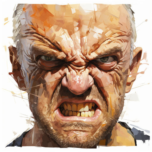 Angry clipart in the style of Oil painting, on a white background