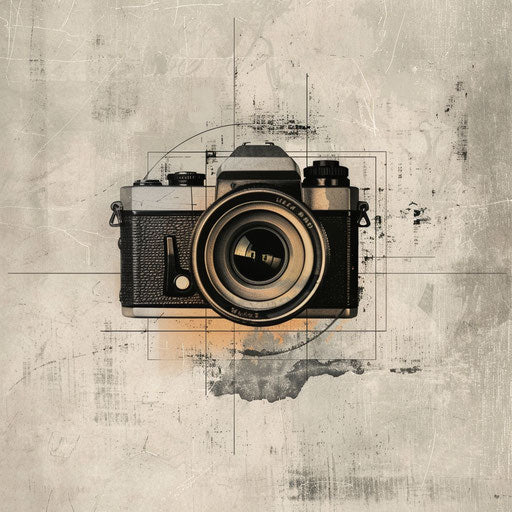 Sophisticated photography logo with muted palette and textured background