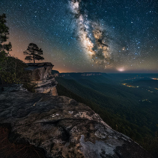 Lookout Mountain, Georgia with clear night sky, Milky Way visible