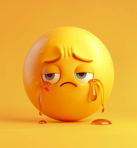Sad emoji in a yellow app icon frame