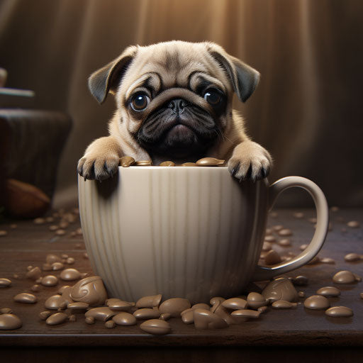 Pug in the cup, in the style of contest winner