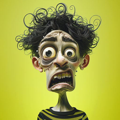 Fear clipart in a photo realistic style on a flat chartreuse background