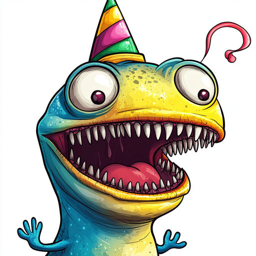 Humorous caricature of an eel with big teeth and human traits