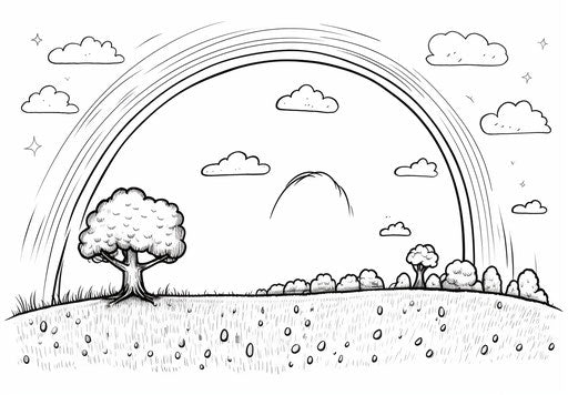 Drawing a rainbow to bring happiness to an empty land