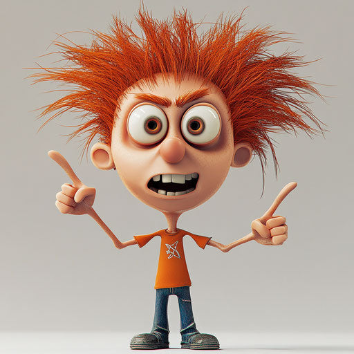 Humorous caricature of a stick figure clipart with human characteristics