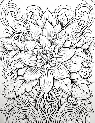 Adult mandala coloring pages with flowers, harmonious style