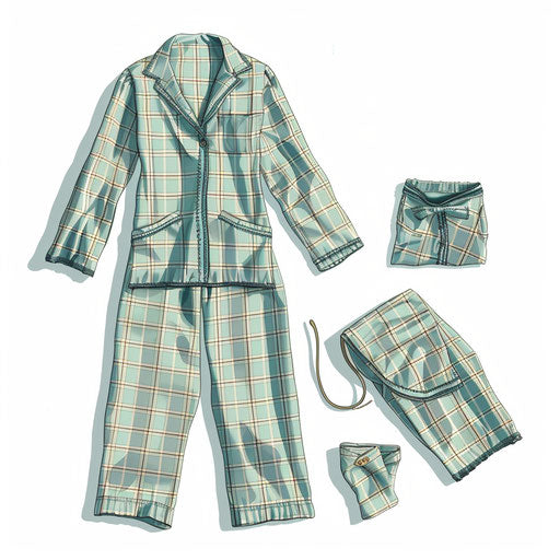 Photo-realistic pajama day clipart on flat white background