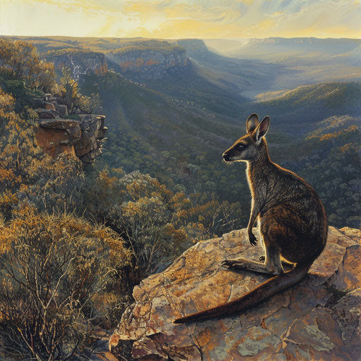 The Brush-tailed Rock Wallaby on a rugged cliff edge