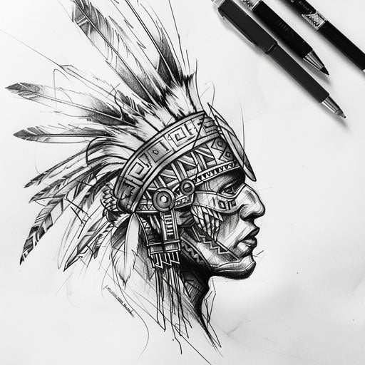 Aztec Warrior Tattoo Flash Collection