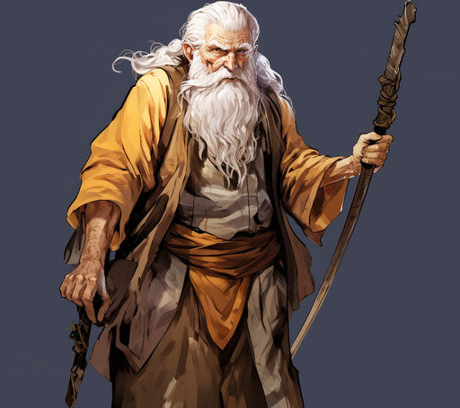 Elderly man with sabres, Harumi Hironaka style