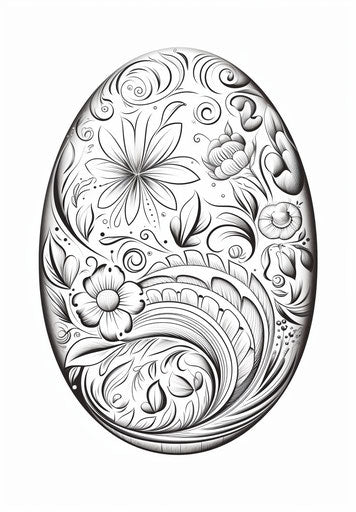 Energetic floral Easter egg in storybook style