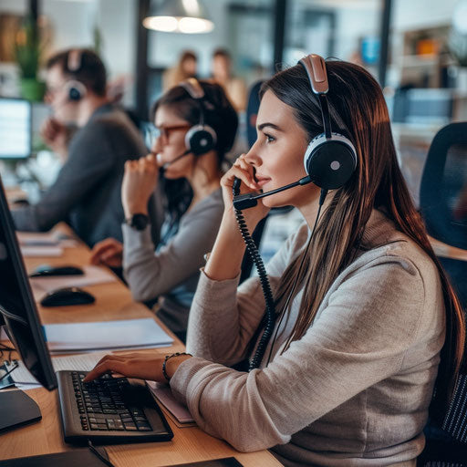 Busy sales team in a modern office