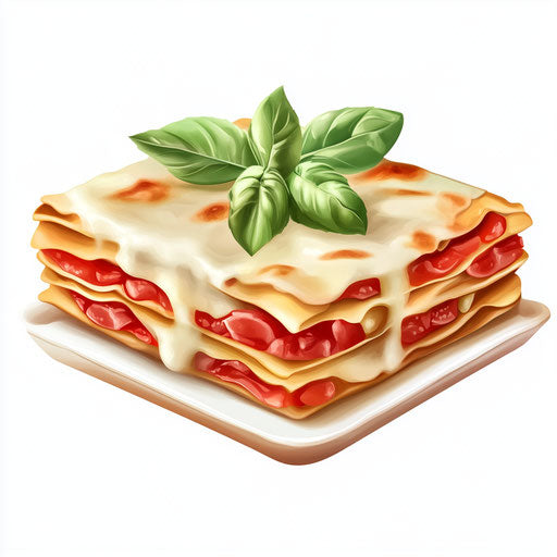 Realistic clipart of lasagna, high resolution, isolated