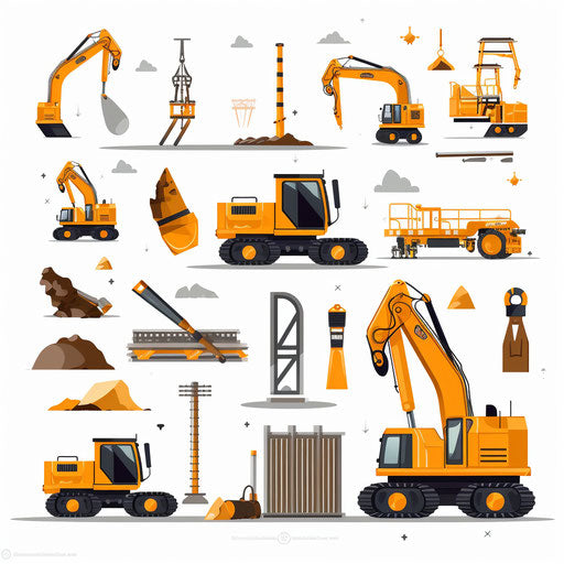 Minimalist style construction clipart, on white background