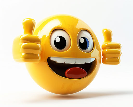 Excited emoji giving a thumbs up in the air