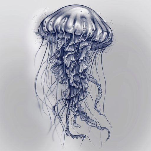 Realistic and detailed jellyfish tattoo on white background
