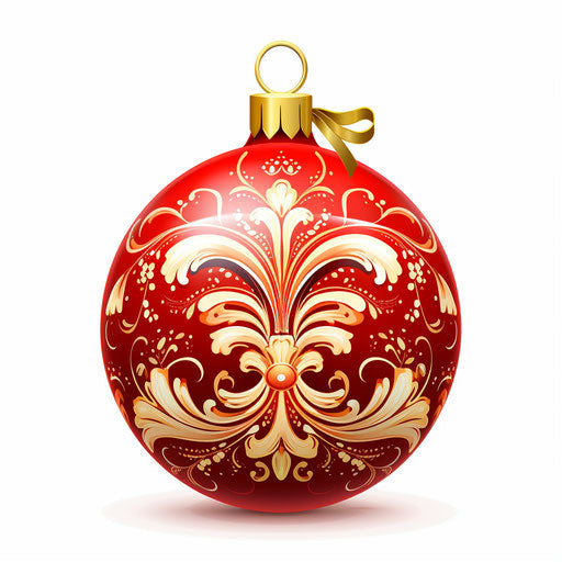 Christmas ornament clipart in the style of Chiaroscuro Art, on a white background
