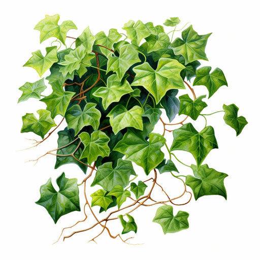 Ivy clipart in the style of Impressionistic Art, on white background